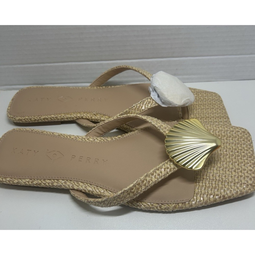 Katy Perry Collections Beige Sandals with Gold Shell Detail - Picture 4 of 5